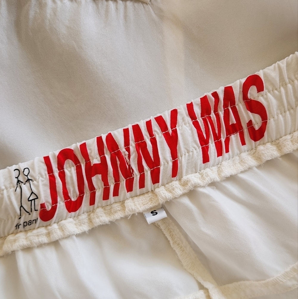 || JOHNNY WAS || Cargos White Elastic Cuffs Drawstring Waist Back Pockets Sz S - Picture 8 of 9